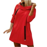 Dugi rukav dukljivi džepne dukserice s kapuljačom za žene plus bluzes odobrenje ispod $ crvena veličine 5xl