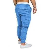 HHEI_K Men Jeans Solid Color Ripped rupe srušene gradijentne pantalone