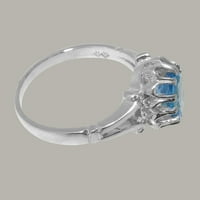 Britanci napravio 9k bijeli zlatni originalni prirodni plavi topaz ženski zaručni prsten - veličine