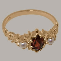 Britanci napravio 14k ružičasti zlatni ženski prsten prirodni granični i kultivirani krupni prsten - veličine opcija - veličina 7.5
