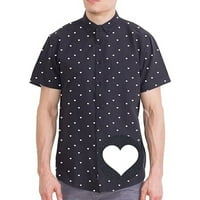 Visina muška velika i visoka košulja s kratkim rukavima, tiskane srčane majice