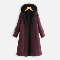 Plus size zimski kaputi za žene Fleece obložene Fau Fur Parkas Jakne Dugme Fluffy jakne sa kapuljačom