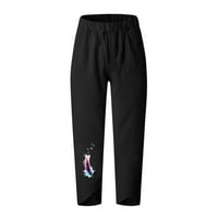 Ylioge Spring Trendy pantalone za ženske posteljine visoki struk ravne hlače džepovi Perys obrezane