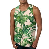 Mens Hawaiian tenkov za surf, havajske majice za muškarce Ljeto bez rukava na vrhu Ležerne prilike za odmor na plaži za odmor Crewenck trendy grafički majica