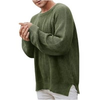 Hinvhai Sezonski čišćenje Muška jesen zima čvrsti dugi rukav džemper od pulover TOP bluza Army Green