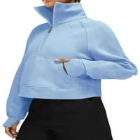 Gulirifei ženska dugi rukav sa dugim rukavima na košuljice rupe obložene dukseve vrpce vrhovi pulover trenira dukserica sa rupom palca