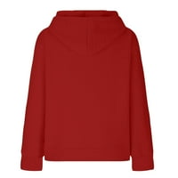 Ersazi ženske vrhove jesen ženski modni kapuljač džep s kapuljačom dugih rukava, puni casual labav gornji džemper u caringu crvena obrezana kapuljača