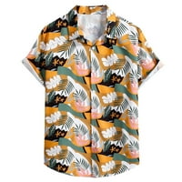 Muške labave fit košulje modne kratke ruhove majice revel pulover Havajska plaža Tropsko list tine težene odjeće Prodaja ljetno žute l