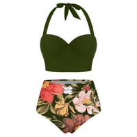 Zrbywb Ljeto Žene Plaža Bikini kupaći kostimi Žene cvjetni print High struk gornji dijelovi za struk