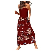 Sayhi casual dugog džepnog suknja Ljeto tiskovina prsa modne haljine ženske zamotane ženske poslovne