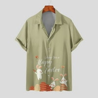Sretne uskrsne havajske majice za muškarce rever s kratkim rukavima niz jaje zeko ispis Ležerne prilike ljetna plaža Tee Muška odjeća