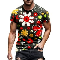 Leesechin ponude Muška majica Casual Okrugli izrez Cvijet 3D digitalni ispis Pulover fitness sportske kratke hlače rukave t odjeća na klirensu