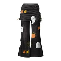 Sksloeg Hlače za žene Ležerne prilike Halloween Modni casual elastični visoki struk navlaka za široku