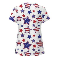 Betiyuaoe T majice za žene casual vrhovi Dan nezavisnosti Ispiši v izrez Radna uniforma Kratki rukav