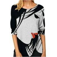 Žene Casual pulover vrhovi modni ispis Okrugli vrat dugih rukava majica bluza