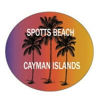 Spotts Beach Cayman Islands Suvenir Palm Drveće Surfanje Trendy Ovalna naljepnica naljepnica