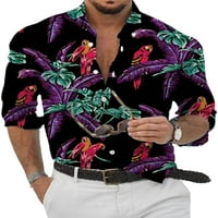 Muški vrhovi dugih rukava majica rever izrez Tunika majica Men Lagana bluza Holiday Style d S