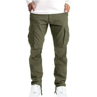 Muške hlače za čišćenje ljudi Solidan patchwork casual više džepova na otvorenom ravno tipom fitness hlače teretni hlače hlače hlače bljeskalica Impks vojska zelena 8