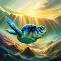 Plivanje morskog kornjača Digitalno slikarstvo - 12 18 Art fin zidni dekor