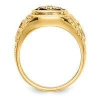 Čvrsta 14K žuta zlatna dijamanta muške masonske prsten veličine