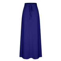 Borniu Maxi suknja Ženska modna džepa u boji Elastična struka Ležerne prilike za gležnjeve Summer Suknje