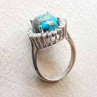 Prirodni plavi bakar tirkizni prsten, tirkizni prsten, decembar roštilj, CZ prsten, srebrna, ženski prsten, božić, zahvalnost, ručno rađeni, nakit, prirodni tirkizni prsten