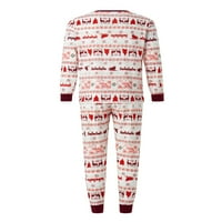 GUREUI Uklapanje porodičnih roditeljskih božićnih pidžama, casual dugih rukava božićno drvce Elk tisak za posadu vrata + pantalone odijelo za djecu za spavanje za odrasle