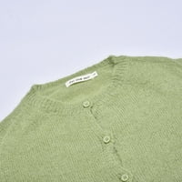 Njshnmn ženski džemper kaput kardigan mekani pleten Crewneck Cardigan, zelena, m
