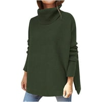 Dukseteri za žensko odobrenje plus veličine Ženski pulover za zimske kornjače, pulover s rukavima, pleteni