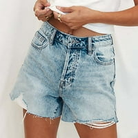 Fnochy ljetne haljine kratke hlače za žene modne casual čvrste traperice džepne hlače rupe kratke hlače
