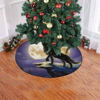 Wolf puni mjesec Mountain Xmas Božićna stabla suknja za stalak za odmor za odmor za zabavu UNUTARNJI