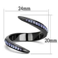 TK - IP svijetlo crni prsten od nehrđajućeg čelika sa gornjim klasnim kristalom u tanzanitu veličine