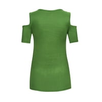 Ženske bluze za čišćenje plus rezervoar dame kratki rukav ležerna puna ljetna tunika bluza V-izrez Loose Green M