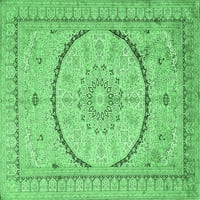Ahgly Company Zatvoreni kvadratni medaljon Smaragd zelene tradicionalne prostirke, 4 'kvadrat