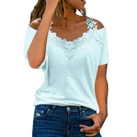 Plain majica Stripe za žene Ženske košulje od pune kratke bluze čipke Ležerne prilike T ženske majice