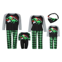 Wybzd roditelj-dječji božićni pidžami odijelo dugi rukav dinosaur tiskane vrhove plastirane hlače postavljaju