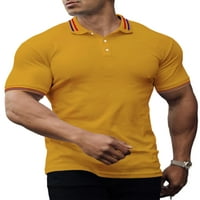 GLONME MENS Ljetni vrhovi Dugmas T majice Majica s kratkim rukavima Radno majica Classic Fit Rever Blouse