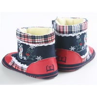 Woobling Newborn tople cipele plišane čizme Božićne paperice plijeni Toddler Snow Boot Xmas Papuče Prvi šetač predrašuju BOŽIĆA B 0- meseci