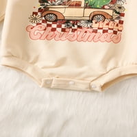 Coduop Toddler Baby Girl Boy Rompers Božićni auto Print Casual Dugi rukav BodySuit kombinezon