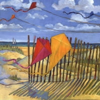 Plaža Kites Yellow - Mini by Paul Brent Brent Fine Art Poster Print Paul Brent