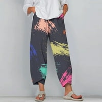 Udobne pantalone za žene široke noge Capris ženske ljetne obrezirane hlače plaža elastična struka vrećaste