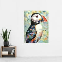 Puffin ptica portret Pastel Color Folk Art Extra Veliki XL zidni umjetnički poster Ispis