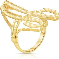 Floreo 10k žuto zlato Personalizirano pismo Extra Veliki kurzivni početni prsten