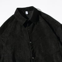 Leey-World Muns majica Muška Ležerna Jesen Corduroy Solid Džepna košulja Okrenite džep za košulju s