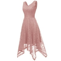 Ball haljina matura za žensko bez rukava bez rukava i nepravilno zatvarač preko koljena ružičasta
