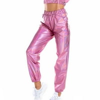 Airpow Clearence Casual ženski modni holografski ulični klub Cool sjajne kauzalne hlače ružičaste l