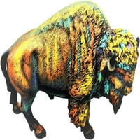 American Bison Buffalo Resin Statue Figurine Multi Color Lodge Cabin Logdecor