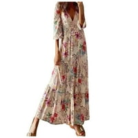 Žene se oblače srednje dužine V-izreznog rukava Fit & Flare cvjetno casual ženska haljina s više boja