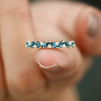 London Blue Topaz i dijamantni prsten za vječnost, Marquise Topaz Polu vječni prsten, Ring Diamond Spacable, 14k žuto zlato, SAD 10,00