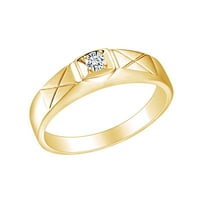 Okrugli prirodni dijamantski muški prsten za angažman 14K Čvrsto žuto zlatno prsten veličine-9